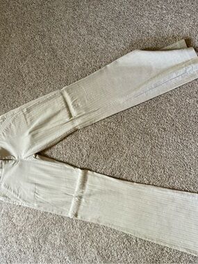 Women's Cream Ribbed Wide-Leg Pants